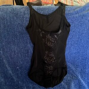 Vintage Lingerie Bodysuit Shapewear Waist Cincher Minimizer L Black fits smaller